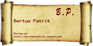 Bertus Patrik névjegykártya
